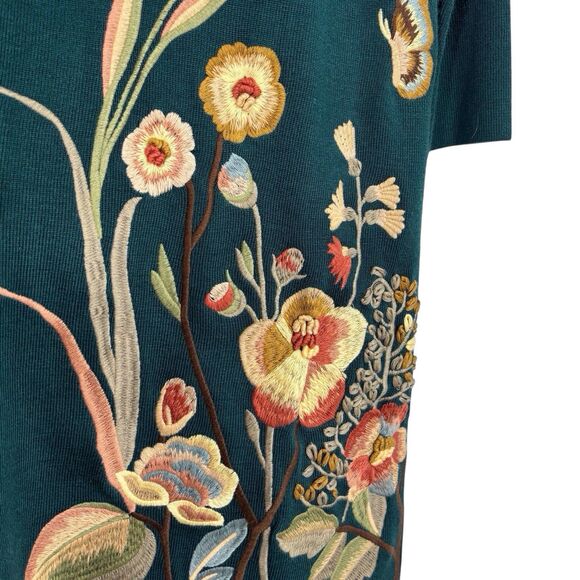 Soft Surroundings Floral Embroidered Duster Long Cardigan Wool Small Pockets - Picture 4 of 9